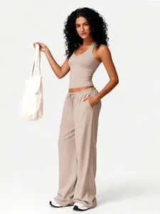 Women's Casual Set, Sweatsuit Sets, Sports Bra and Wide Leg Pants, Daily Wear, Comfortable Fashion Women's Clothing, Skin-Friendly Fabric