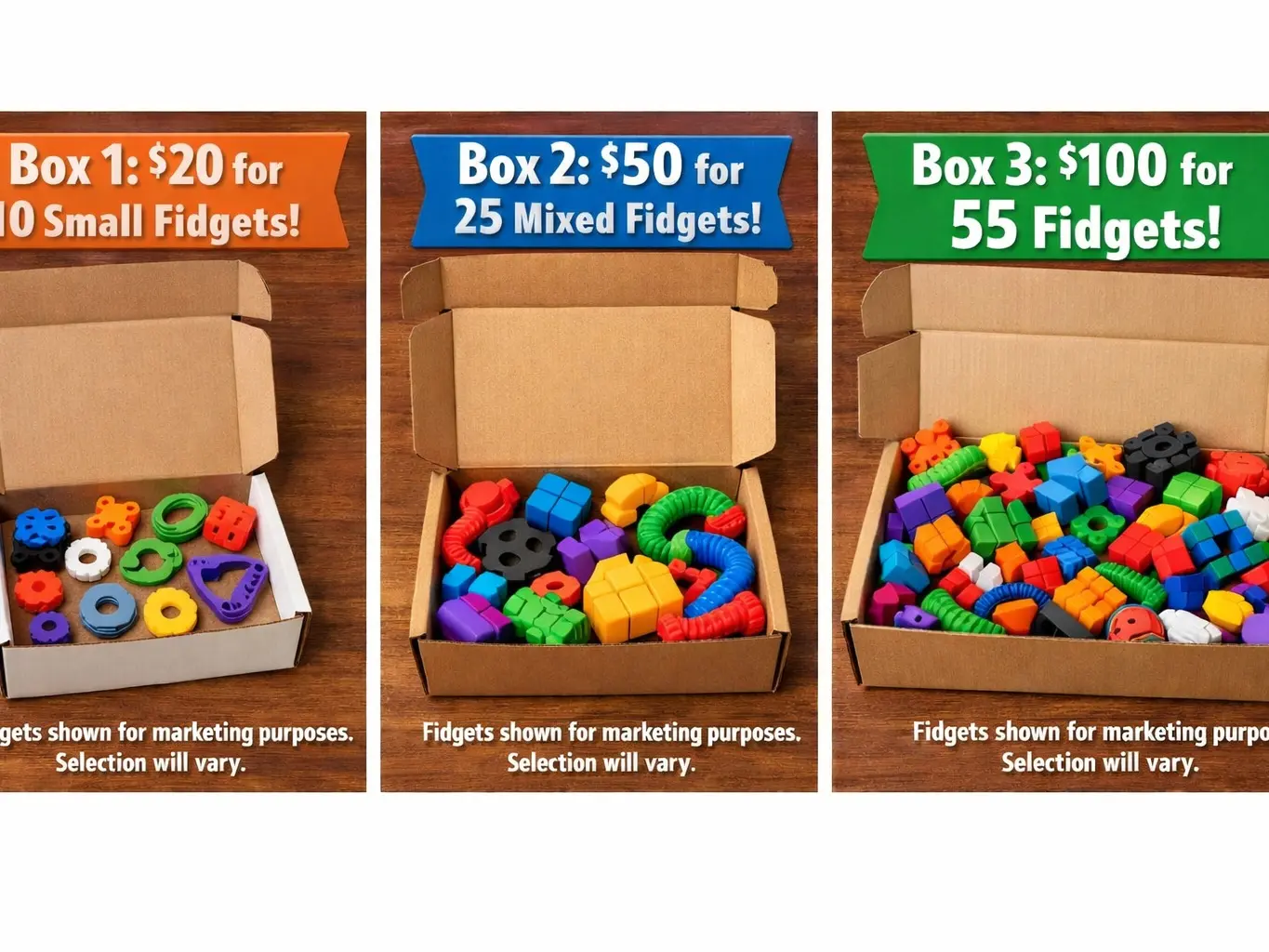 Fidget Packet 3D Printed Assorted Fidget Bundle | Desk & Sensory Movement Set ...