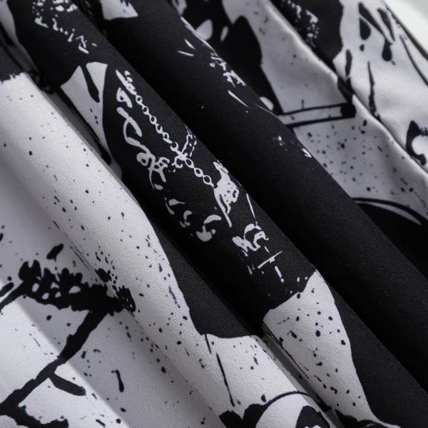Artistic ink printing casual pants men's loose hanging high street pants black and white graffiti trend straight pants