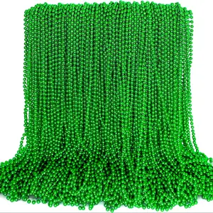 DIYDECTK 48pcs St Patricks Day Accessories, Green St. Patricks Day Beads Necklace, 33" Round Beads Irish Saint Patricks Necklaces Costume Bulk, Parade Throw Modern Versatile Accessories for Wedding Birthday St. Patricks Decor, Necklace Set