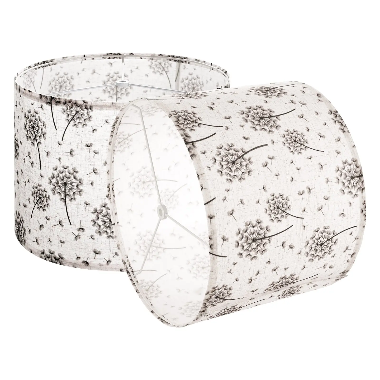 【Summerfinds】VEVOR Drum Lamp Shade 2 Set, 13 in Top x 13 in Bottom x 10 in High, Medium Drum Linen Lampshade, Replacement Lamp Shade for Table Lamps Floor Lamps, Easy Assembly Required (Light Dandelion Pattern)