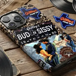 Gilley’s Bud N Sissy Phone Case, Texas Honky Tonk Cowboy Couple Vintage Western Phone Cover, Country Style Aesthetic, iPhone Case for Golf Fans Gift