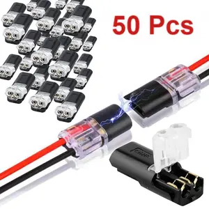 2026 Double-Wire Plug-in Light Strip Connectors Led Light Strip 50 Pcs 2 Pin, Low Voltage Strip Light Wire Connectors with Locking Buckle, Fast Connect Plug Connectors for Light Strips, Lead Strip & Automotive Electrical Wiring