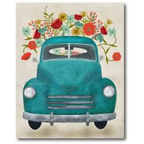Courtside Market WEB-FF658 Thick, Wrinkle-Resistant Aqua Floral Canvas Wall Art - 30x40 in. 1-Piece Gallery-Wrapped Single-Panel with Stretcher Bars, Home Decor for Accent Wall (Pickup Option, Decor Inspo)