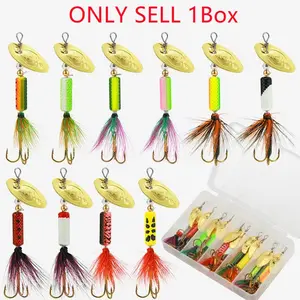 Artificial Fishing Lure with Feather Hook, 5pcs/set Rotating Sequin Fishing Lures with Storage Box, Fishing Accessories for Outdoor Fishing, Fishing Tackle Kit, Fishing Gear