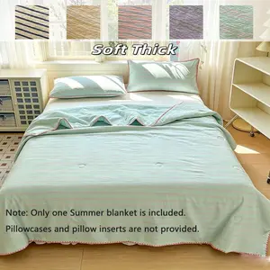 Style Striped Bubble Satin Summer Cool Blanket, Breathable Moisture-Wicking, Multiple Colors and Sizes Available