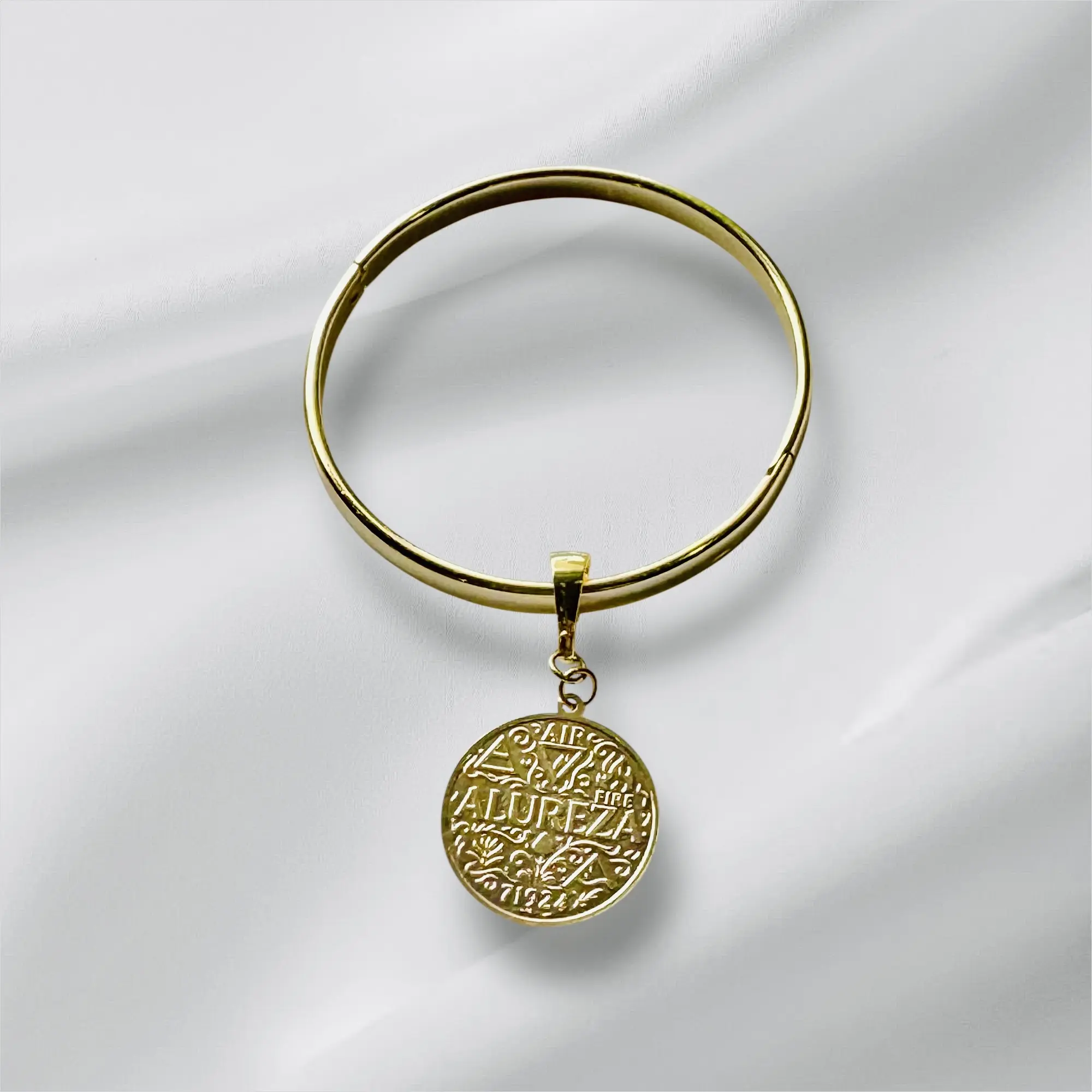 Alureza Gold Laminated Single Piece Canalized Bracelet for Goal Attraction and Visualization Elegant Focused Goal Setting Faith Wear Jewelry Trendy Stack Bangle Dainty Gold Plated