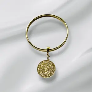 Alureza Gold Laminated Single Piece Canalized Bracelet for Goal Attraction and Visualization Elegant Focused Goal Setting