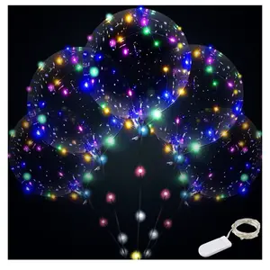 12 Set Light Up String LED Bubble Balloons for Helium Tank with 15 Clear Balloons - Colorful