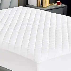 Quilted Fitted Mattress Protector Pad Deep Pocket - Elastic Fitted Fluffy Mattress Protector- Extra Deep Packet (Full, White)