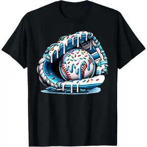 Baseball Drip Ice Cream Sprinkles Baseball Glove T-Shirt