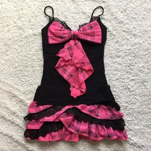 Chic Punk Y2K Dress Aesthetics Graphic Print Fashion Rock Goth Braces skirt Vintage Hiphop Sexy Pleated skirt Summer Streetwear