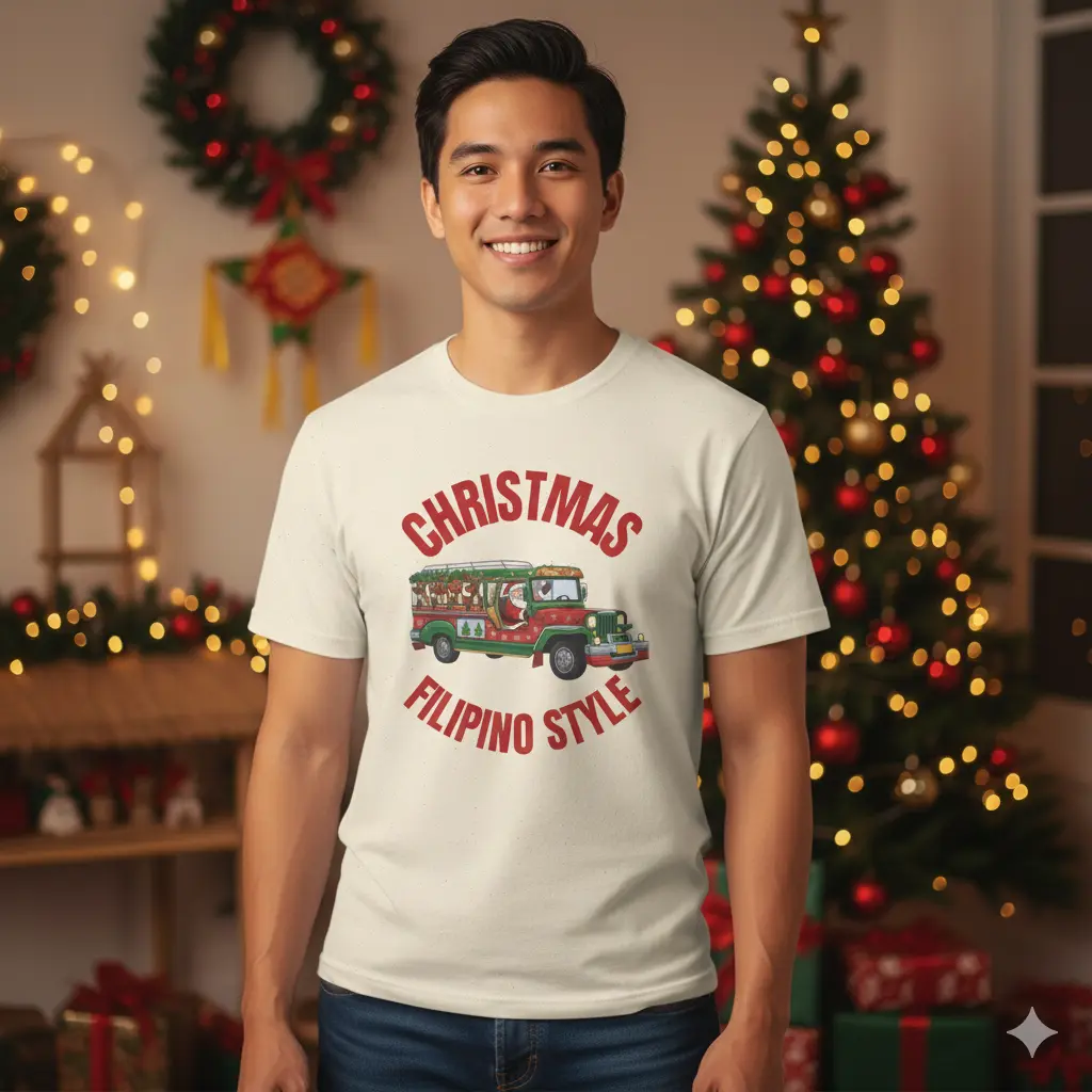 Christmas Filipino Style Shirt, Santa Jeepney, Filipino Christmas Humor, Funny Pinoy Gift, Philippine Holiday Pride Tee