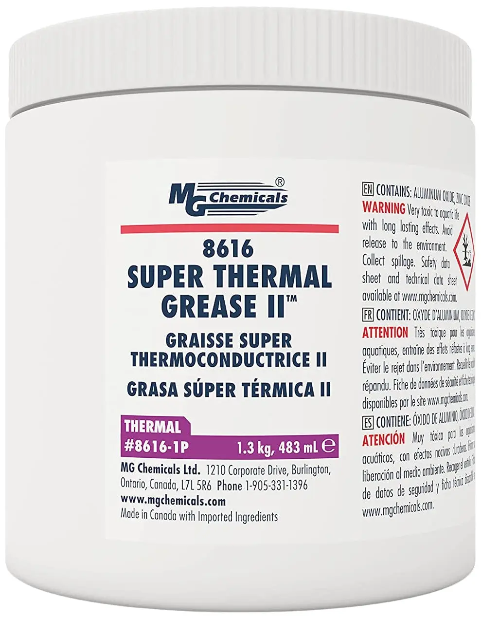 MG Chemicals 8616-1P Super Thermal Grease II, 1.3 kg Tub - Silicone-Free Thermal Compound with Excellent Corrosion Resistance, Non-Bleeding, Long Service Life for Heat-Generating Components