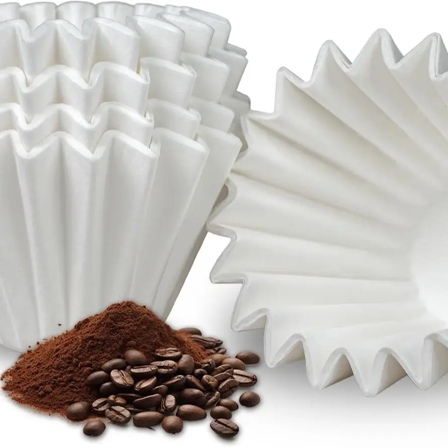 100-Count Sturdy Wood Pulp Conical Coffee Filters, 1-2 Cup Flat Bottom Biodegradable Disposable Filters with Wavy Edges, 30% Faster Flow, Convenient & Easy to Use, Compatible with Wave Dripper 155 Series