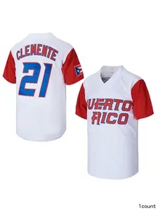 Men's Puerto Rico #21 Clemente World Game Classic Baseball Jersey Embroidery