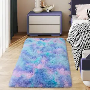 Soft Runner Rugs for Bedroom Hallways, 2x6 Beige Fluffy Shag Throw Area Rug Non Slip Bedside Dorm, Long Shaggy Furry Carpet Nursery Living Room