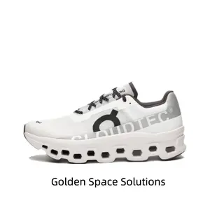 White Thick-soled Cloud Cushioning Running Shoes, Breathable Mesh Upper with Hollow Cloud Outsole Design