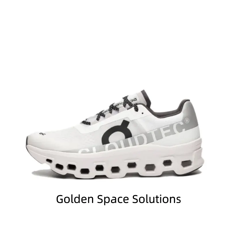 White Thick-soled Cloud Cushioning Running Shoes, Breathable Mesh Upper with Hollow Cloud Outsole Design