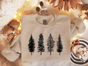 Christmas Sweatshirt, Evergreen Trees, Pine Tree Sweatshirt, Christmas Shirt, Travel, Nature Crewneck Sweatshirt for Women, Hiking Shirt