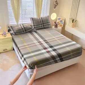 Bed cover set of 3 pieces, including 1 bed cover and 2 pillowcases, universal mattress protection cover for all seasons, bed sheet, soft and comfortable deep mouth design, breathable bedding, bedroom and guest room decoration, detachable