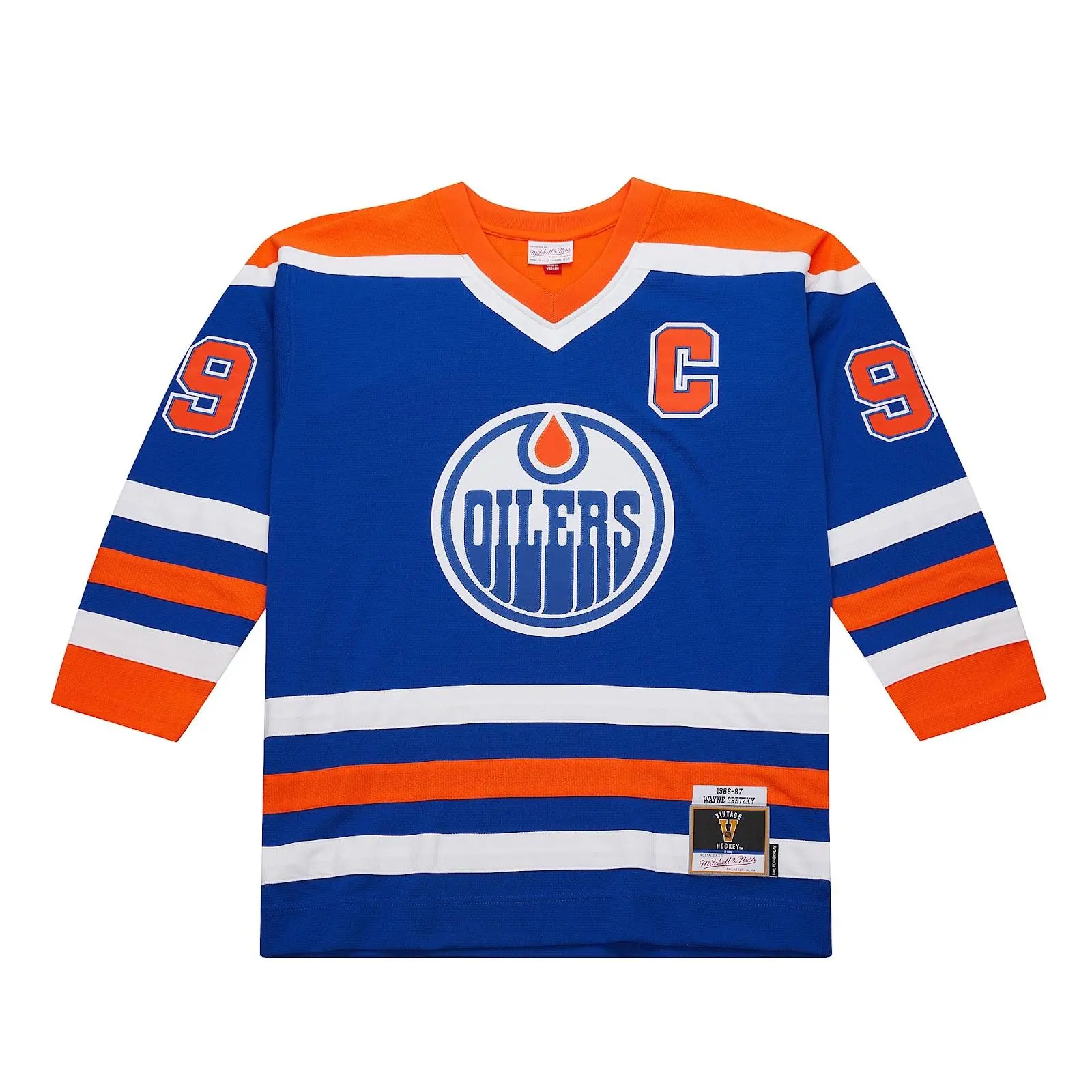 Wayne Gretzky Edmonton Oilers 1986-87 Royal Power Play Player Jersey NHL Throwback Hockey Fan Gear Mitchell & Ness