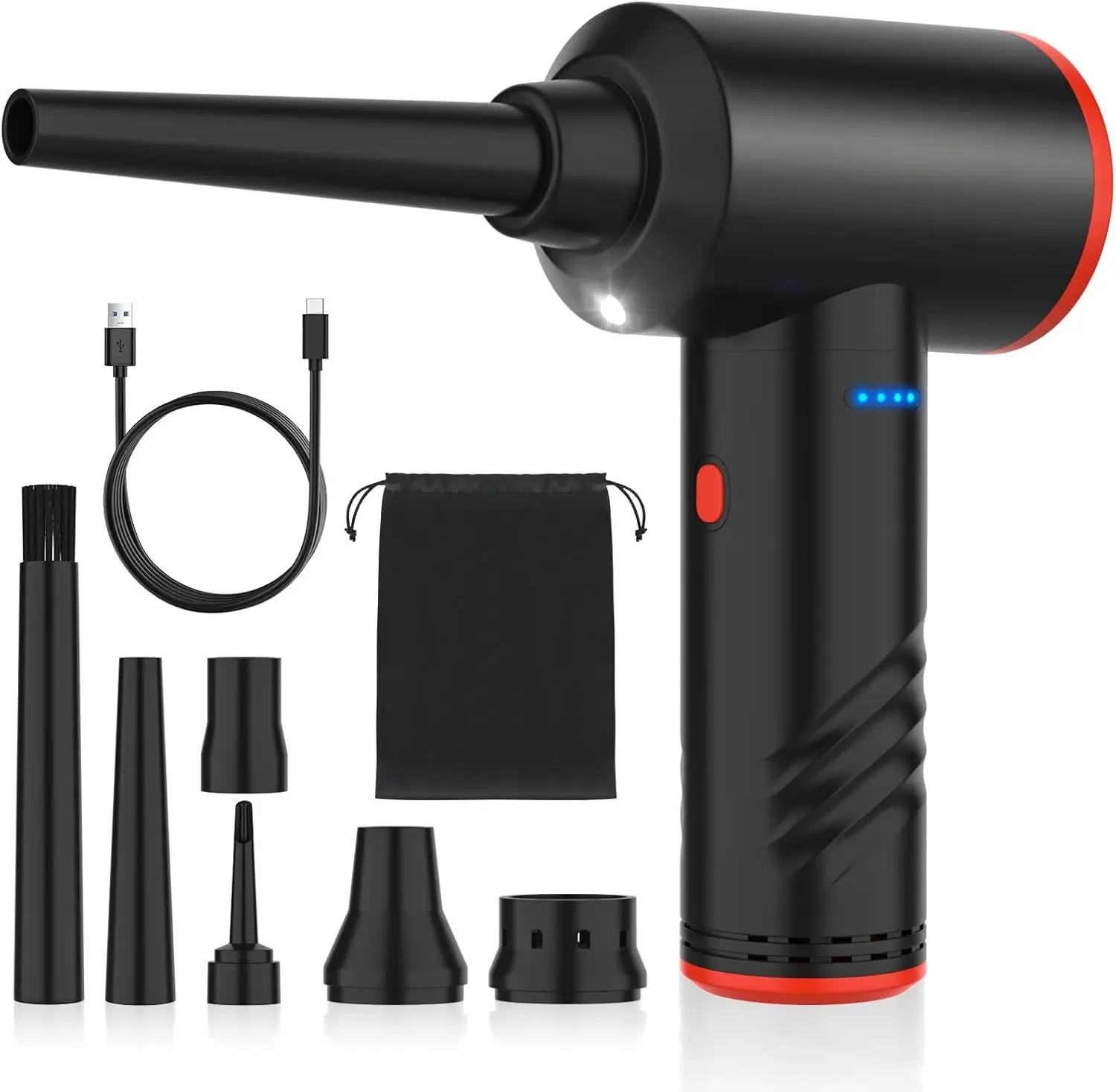 Compressed Air Duster 6000mAh  - Electric Air Duster  AD-38 Keyboard Cleaner for Office-3 Adjustable Wind Speeds with LED Light, Cordless &  Canned Air Duster for Computers
