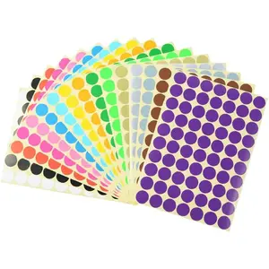 16 pcs Circular Labels, Colored Labels, Round Coding Dot Labels, Circular Dot Labels, Adhesive Labels for Office, Classroom, Papers etc.