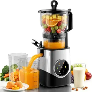 Kismile Cold Press Juicer, 3 In 1 Masticating Juicer Machine for Juice, Sorbet & Nut Milk, 6.1" Extra Large Chute, Touch Screen Color Menu with 5 Modes, High Juice Yield, BPA Free, Easy to Clean