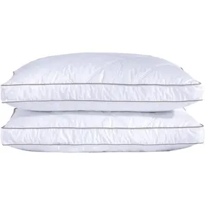 (R) Goose Feathers and Down Pillow for Sleeping Hotel Collection Bed Pillows, Gusseted, , Set of 2