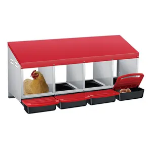 Chicken Nesting Box, 4-Chamber Chicken Nest, Plastic Supports, Hen Nest, Wall Mounted Installation, Easy to Clean, Ventilated, Durable, Red