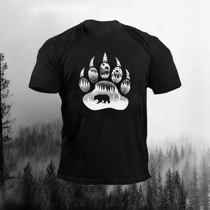 The Bear Paw Short-sleeved cotton unisex casual T-shirt