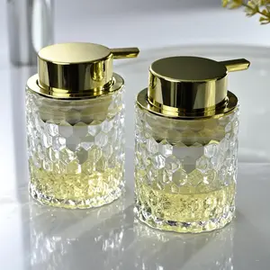 Foaming Hand Soap Dispenser,Glass Foam Soap Dispenser for Kitchen & Bathroom-2 Pack（A-Type Clear Glass/Gold Pump）