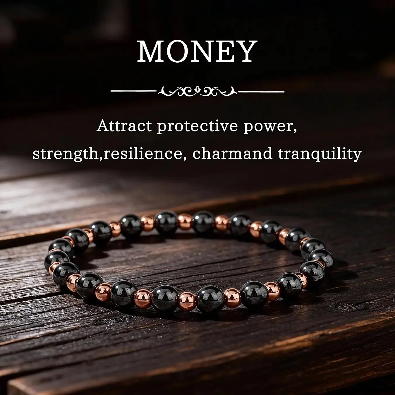 KROAFA Magnetic Copper Bangle - 3500 Gauss Magnet Hematite Beads, Adjustable, Daily Jewelry for Wealth Attraction, Energy Protection and Calmness, Attract Wealth, Money Bracelet, Iron Ore