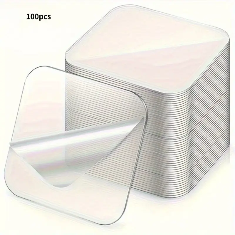 100 Pcs Super Strong Adhesion Double Sided Tape, Transparent, No Drilling or Nails Required, Suitable for Plastic, Glass, Metal, Stone, Drywall and Multiple Surfaces, Adhesive Mounting Strips, Adhesive Tabs