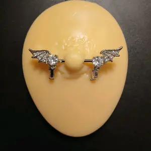 Bat Wings Nipple Piercing with Sparkling Accents Jewelry Accessory