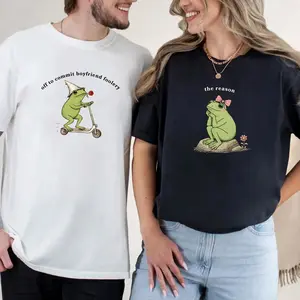 [100% Cotton] Off To Commit Boyfriend Foolery T-Shirt, The Reason Frog Couple Tee, Funny Sarcastic Relationship Shirt, Matching Boyfriend Girlfriend Graphic Tshirt, Gift For Wife