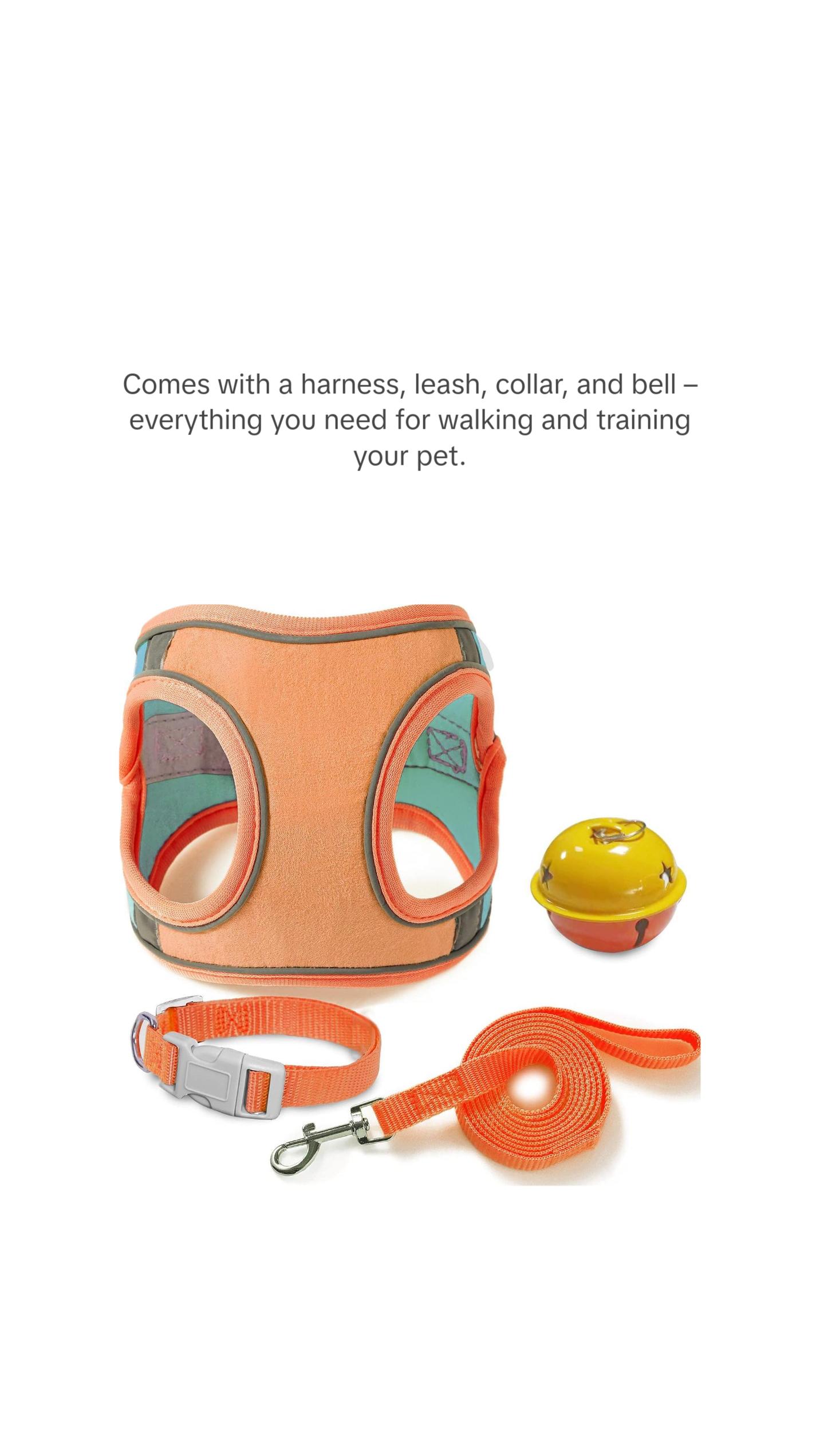 Cat Harness,Leash and Collar Set,Escape Proof Kitten Vest Harness for Walking,Easy Control Night Safe Pet Harness with Reflective Strap and Bell for Small Large Kitten,Fit for Puppy,Rabbit