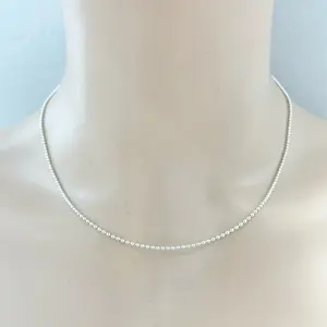 Sterling Silver 925 Beaded Necklace Chain - Available in Sizes 14”, 16”, 18”