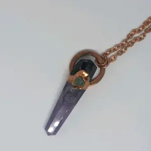 'Enchanto' Green Octagonal Fluorite, Black Tourmaline & Amethyst Necklace