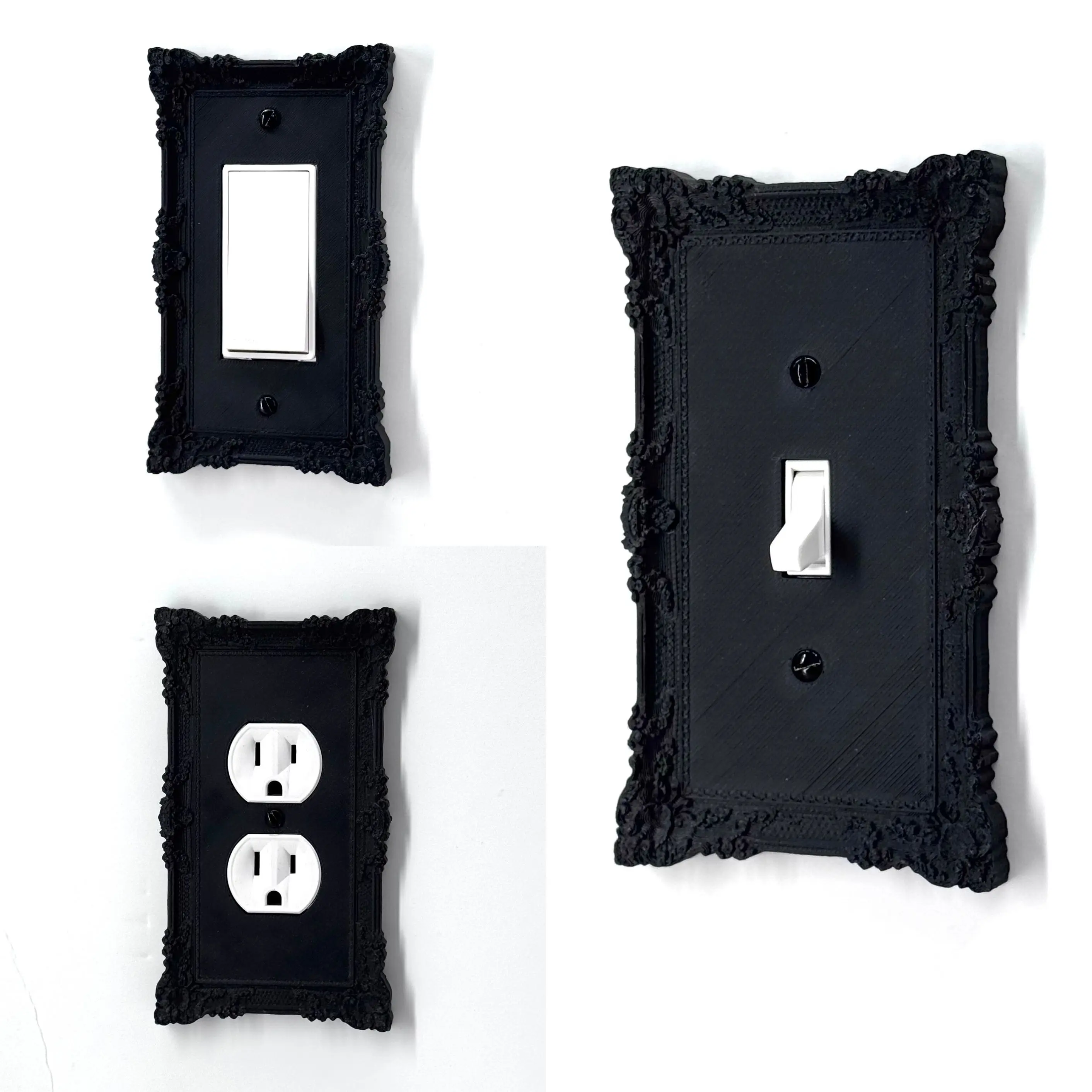 Victorian Black Light Switch Plate Cover – Elegant Baroque Wall Décor for Gothic or Vintage-Inspired Interiors - #3