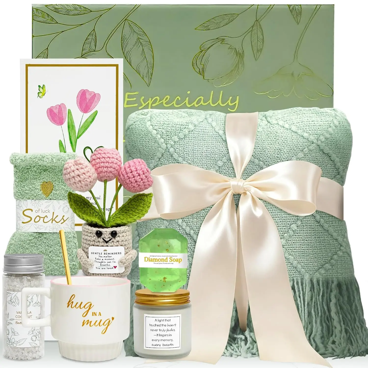 Gifts for Women - Self Care Gift Basket for Loss of Loved One, Miscarriage, Bereavement Thinking of You, Get Well Soon Care Package, Birthday Valentines Da