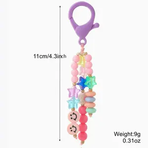 1pc Keychain Pendant, Smiley Love Letter Charm for Girlfriends Couple Gift, Cute Schoolbag Accessories, Floral Pattern Keychain, Keychain Kawaii