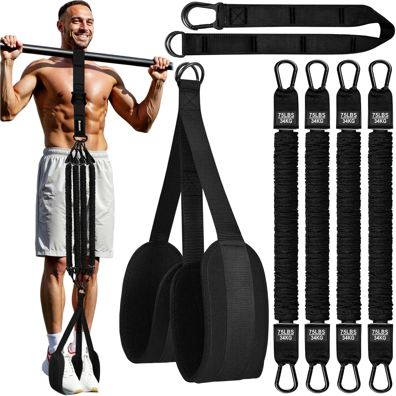 Pull Up Assistance Bands, Resistance Bands for Pull Up Bar Workout, Adjustable Heavy Duty Pull Up Assist Equipment with 4 Assistance Bands, Home Gym Fitness Exercise Strength