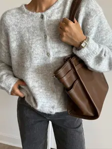 Women's Vintage Soft Multifunctional Knitted Cardigan, Autumn Winter New Arrival, Back-To-School Season, Button Design, Round Neckline