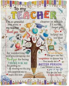 Teacher Throw Blanket Gift for Women, Teacher Appreciation Gift, Thank You Gift for Teacher on Birthday Teacher Day Graduation, Best Teacher Ever Gift, Fleece Soft Cozy Blanket for Sofa Bed