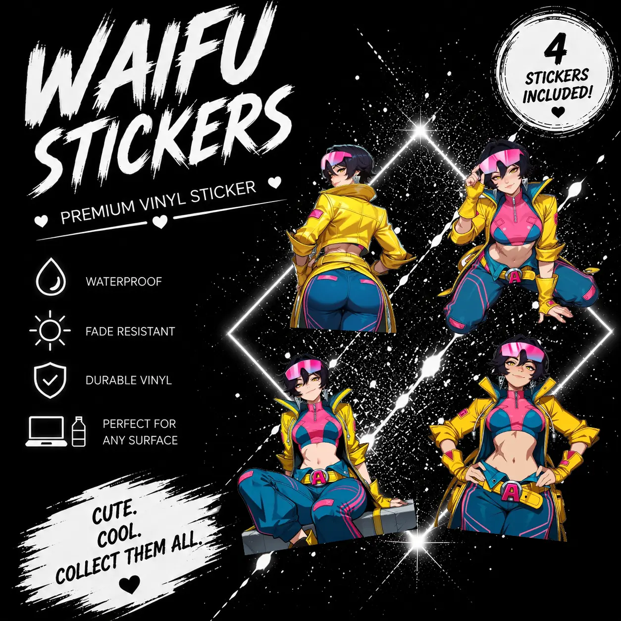 Jubilee Rivals Waifu Stickers - 4 Pack