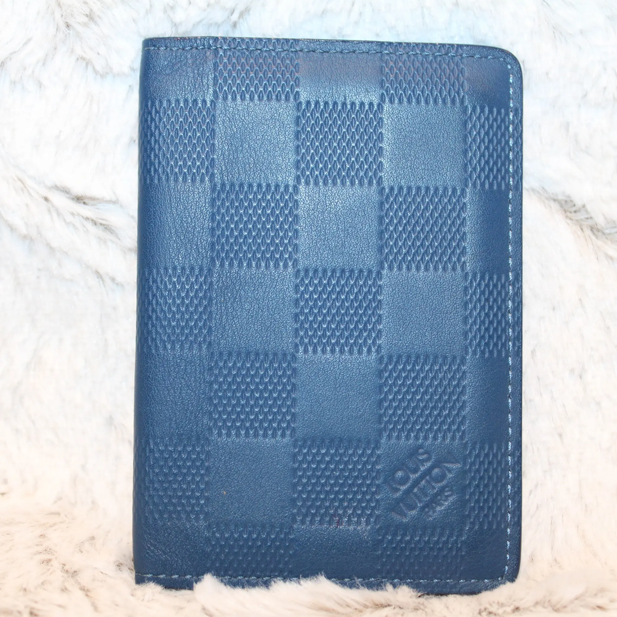 Pre-owned Louis Vuitton Leather Small Leather Goods Blue Damier Infini Pocket Organizer