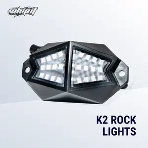 K2 LED Rock Lights - Black Aluminum Design with Rectangular Beams, Ideal for Various Lighting Applications