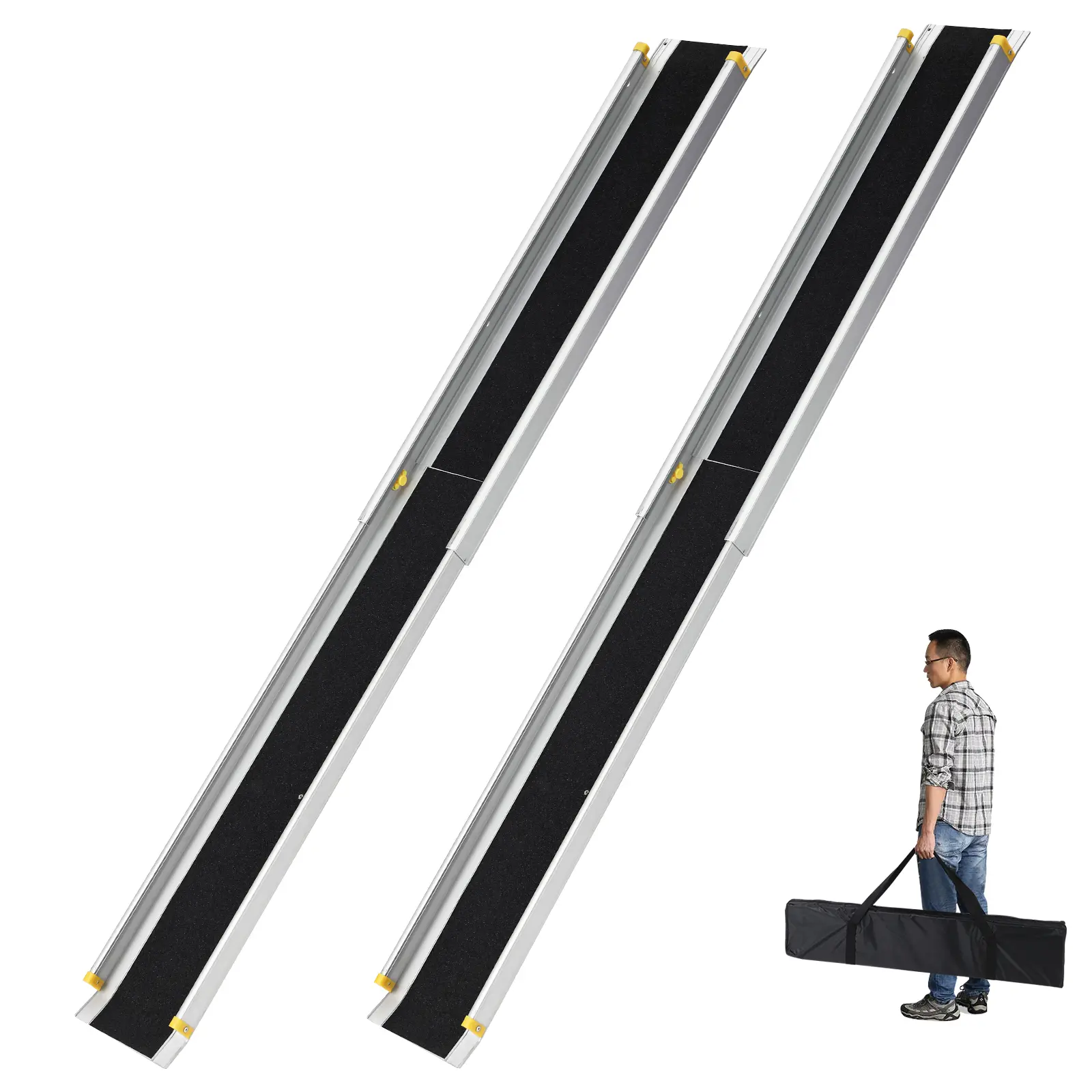 6/8FT Telescoping Wheelchair Ramps for Steps, Portable Adjustable Aluminum Handicap Ramp with Anti-Slip Surface, 600 Lbs Capacity Heavy Duty Mobility Ramp for Stairs, Vans, SUVs, Curb